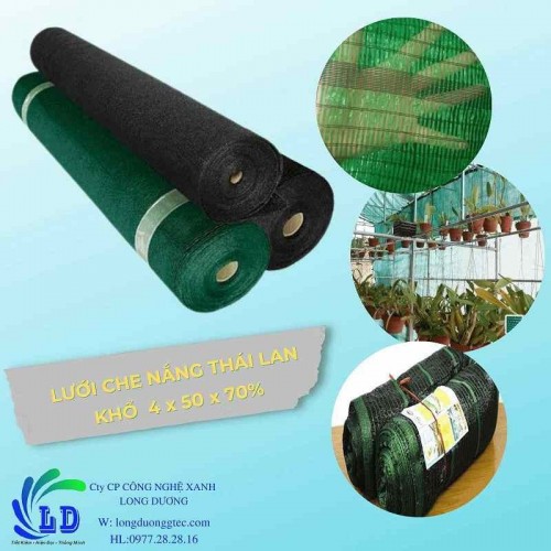 Lưới Che Nắng Thái Lan Đen 4x50x70% Cắt Nắng Lưới Che Nắng Thái Lan Đen 4x50x70% Cắt Nắng